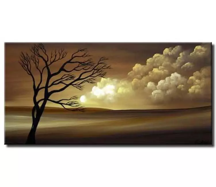 landscape paintings - modern landscape tree painting on canvas original brown contemporary art decor