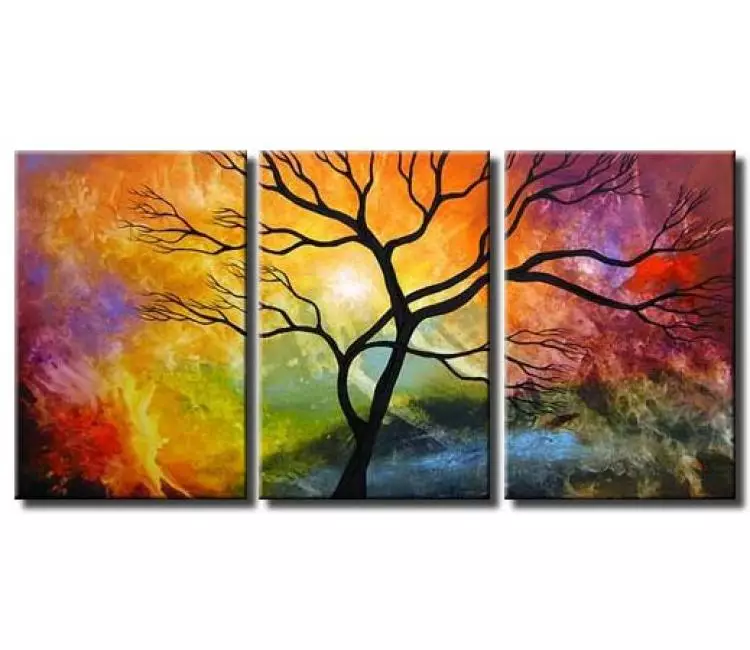 landscape paintings - modern landscape tree painting on canvas original colorful contemporary art decor