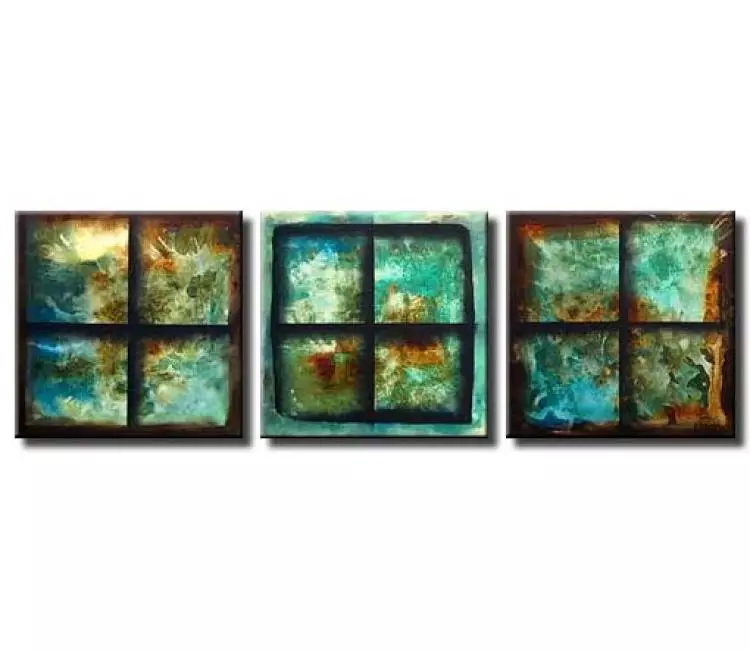 abstract painting - big modern teal abstract painting on canvas large original  contemporary art