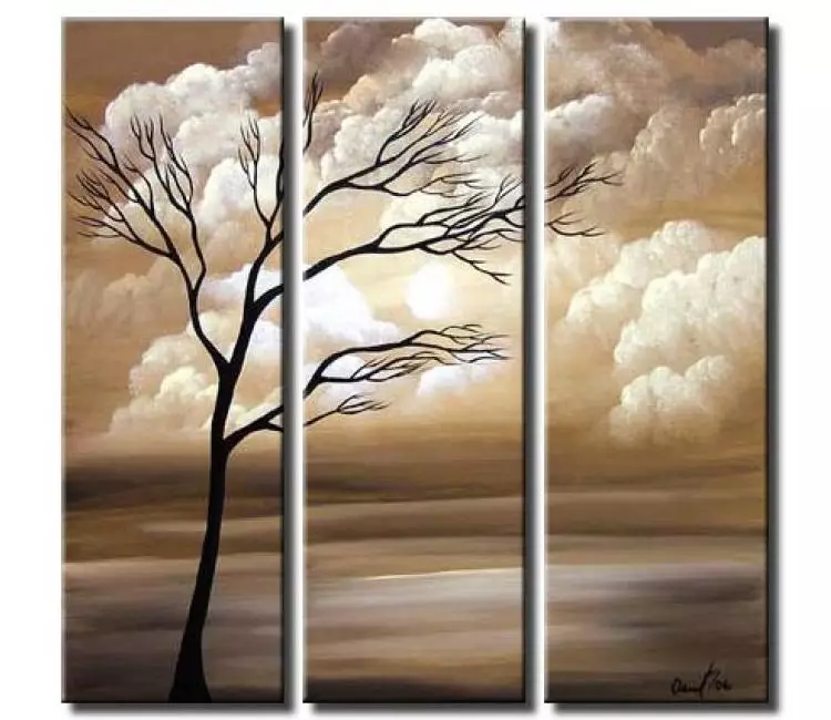 landscape painting - original modern landscape tree painting on canvas contemporary neutral calming art decor