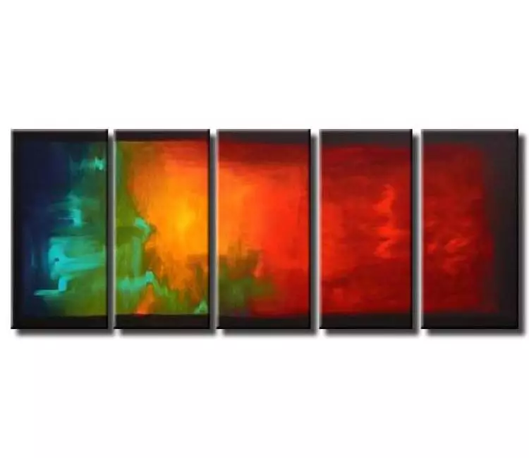 abstract painting - big red modern wall art on canvas multi panel red living room painting