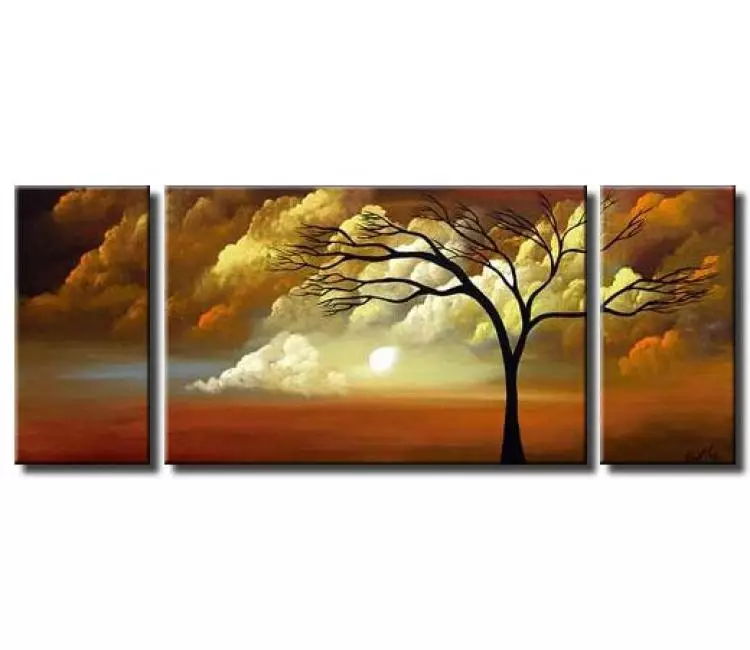 landscape paintings - big original modern tree painting on canvas neutral landscape art for living room