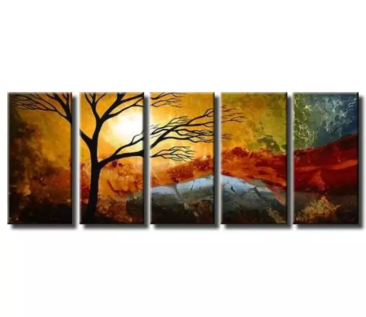 landscape paintings - big original modern tree painting on canvas colorful landscape art for living room