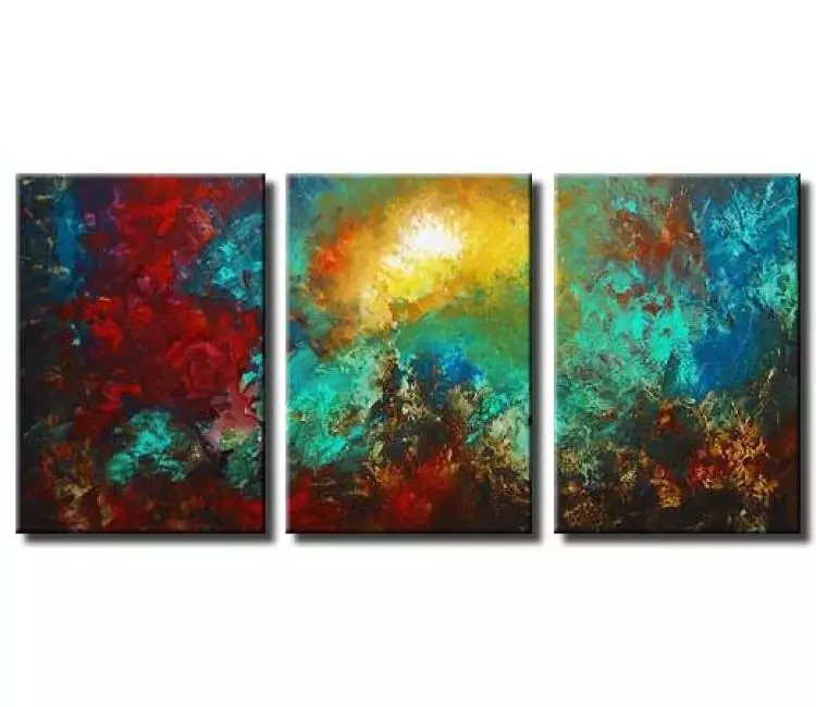 abstract painting - big modern teal turquoise abstract painting on canvas original decorative painting for living room