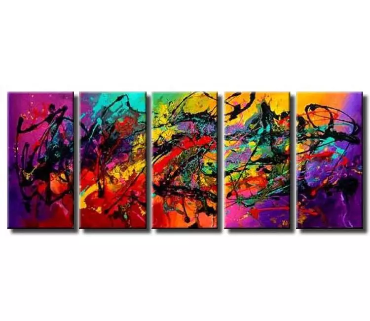 abstract painting - big modern colorful textured abstract painting on canvas original decorative painting for living room