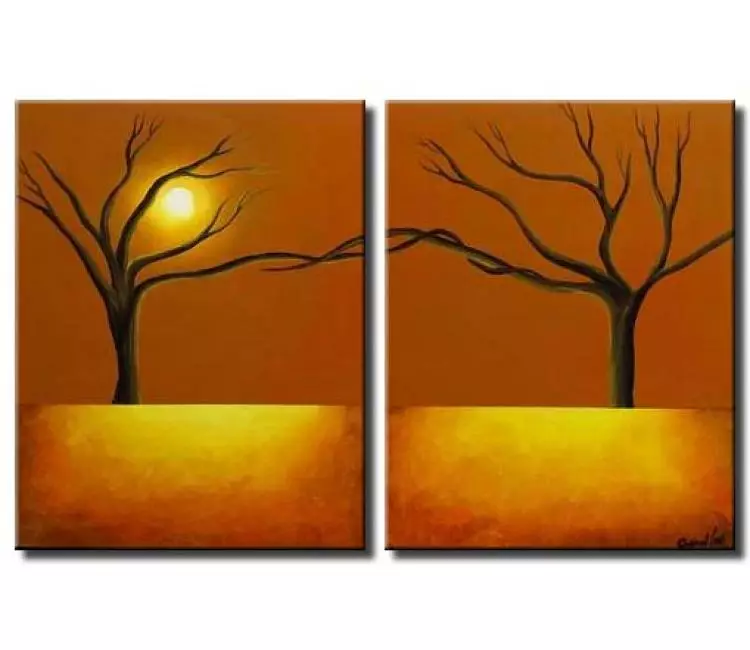 landscape paintings - modern art trees on canvas original abstract trees painting contemporary art decor