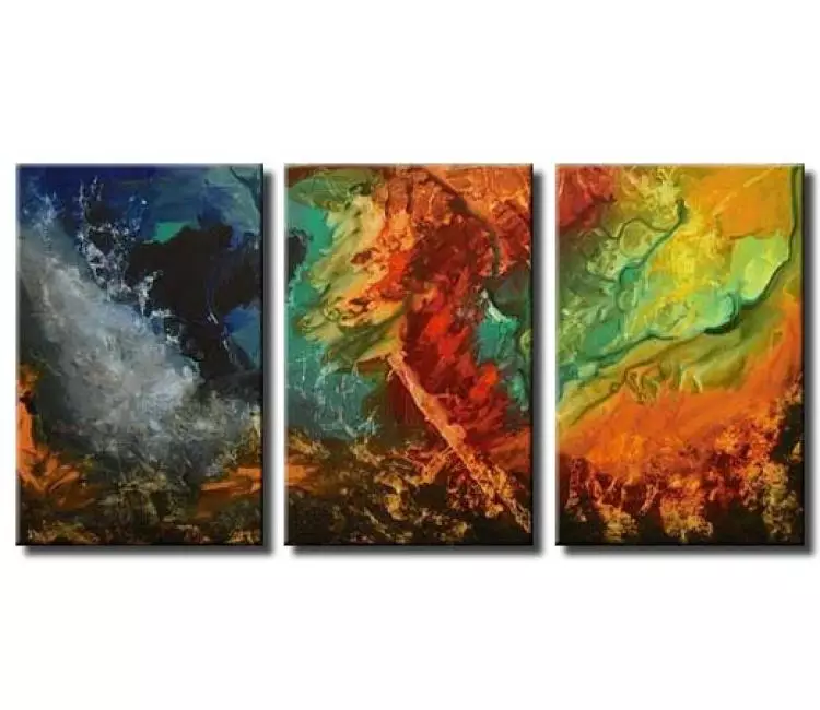 fluid painting - big modern colorful abstract art on canvas original decorative painting for living room