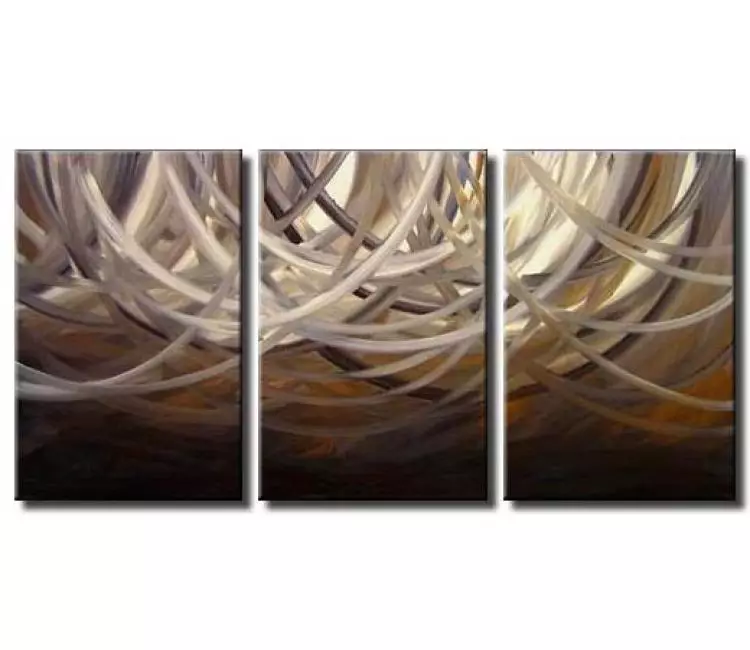 arcs painting - big modern brown abstract painting on canvas original decorative art for living room