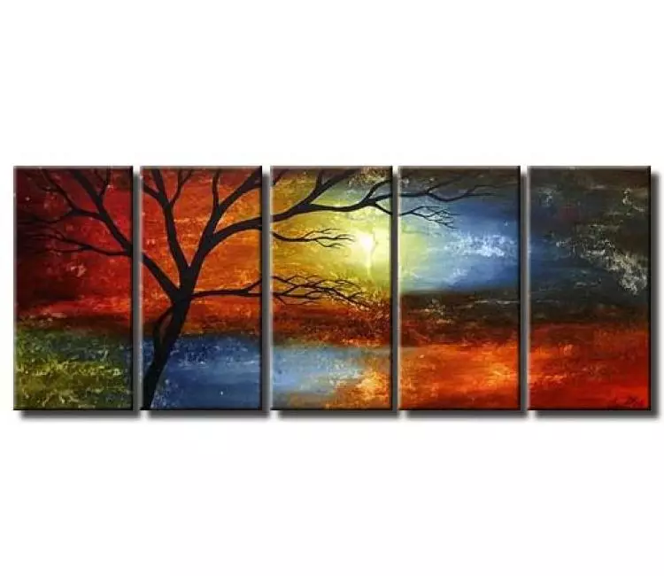 landscape paintings - big modern colorful landscape painting on canvas original decorative abstract tree art for living room