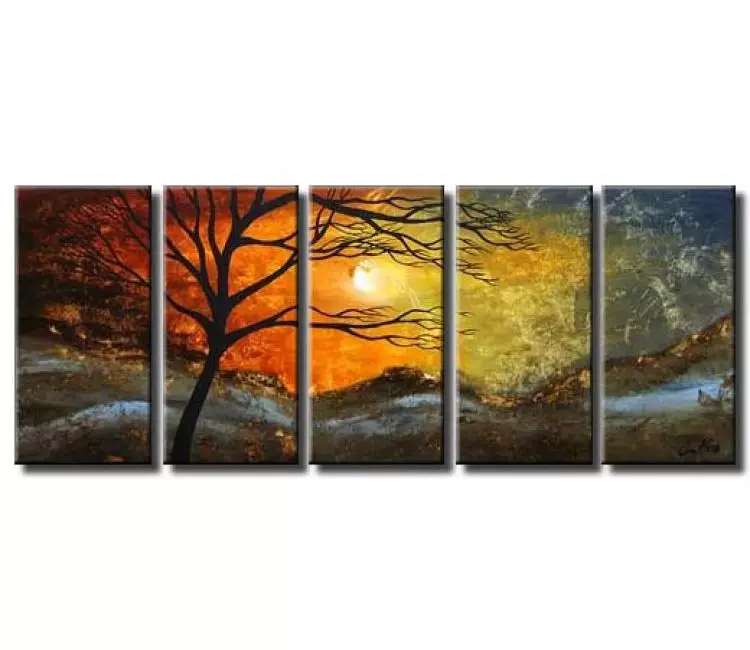 landscape paintings - big modern colorful landscape painting on canvas original decorative abstract tree art for living room