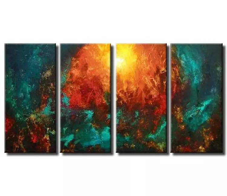 fluid painting - big modern turquoise abstract painting on canvas original decorative art for living room