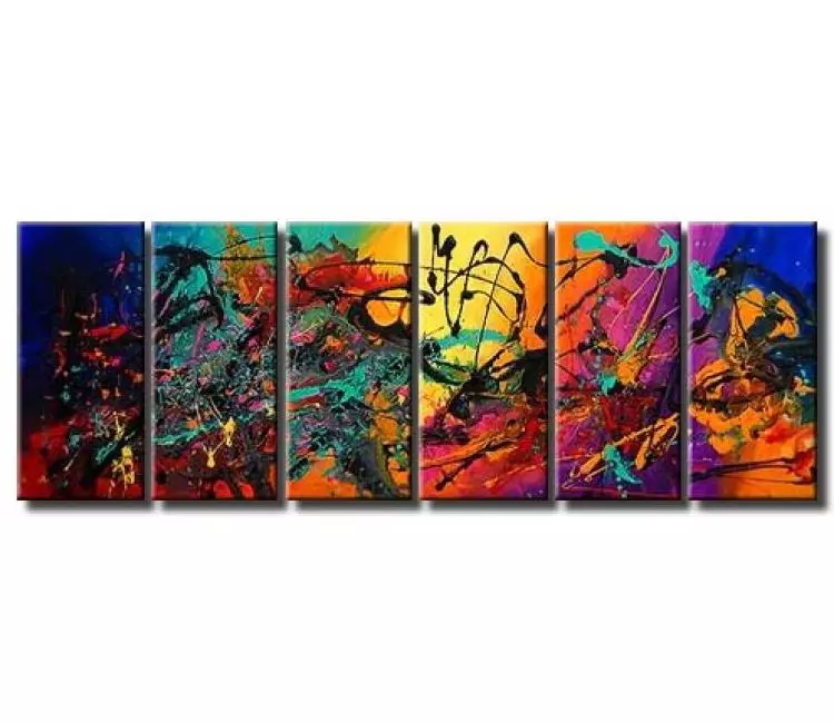 abstract painting - big modern colorful abstract painting on canvas original decorative art for living room