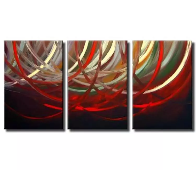 arcs painting - big modern red green abstract painting on canvas original decorative art for living room
