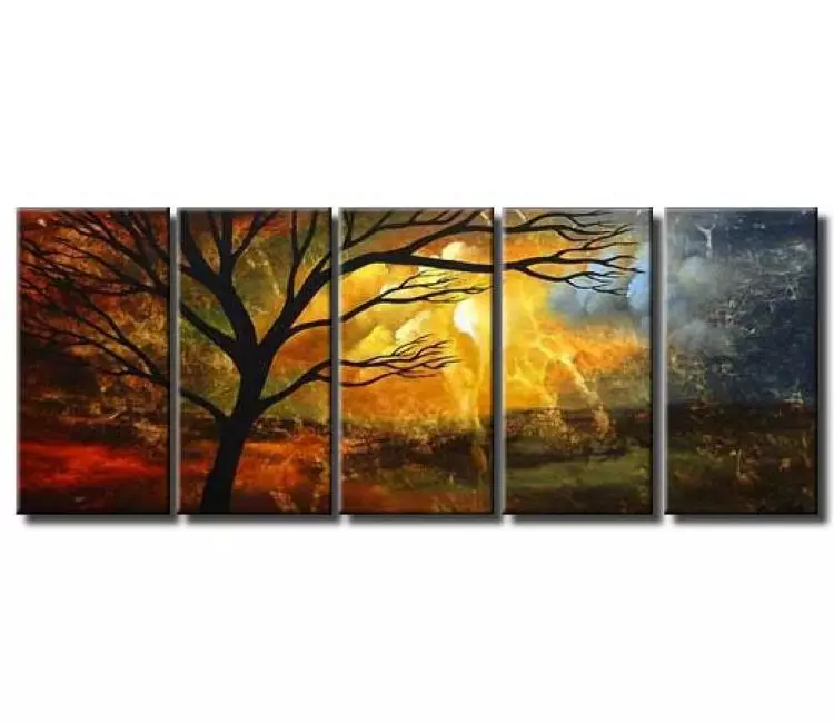 landscape paintings - big abstract landscape tree art on canvas original large colorful sunrise painting for living room