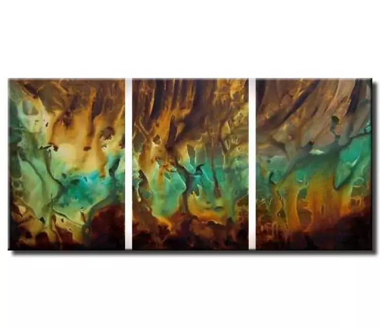 fluid painting - big modern turquoise abstract painting on canvas original decorative art for big wall space