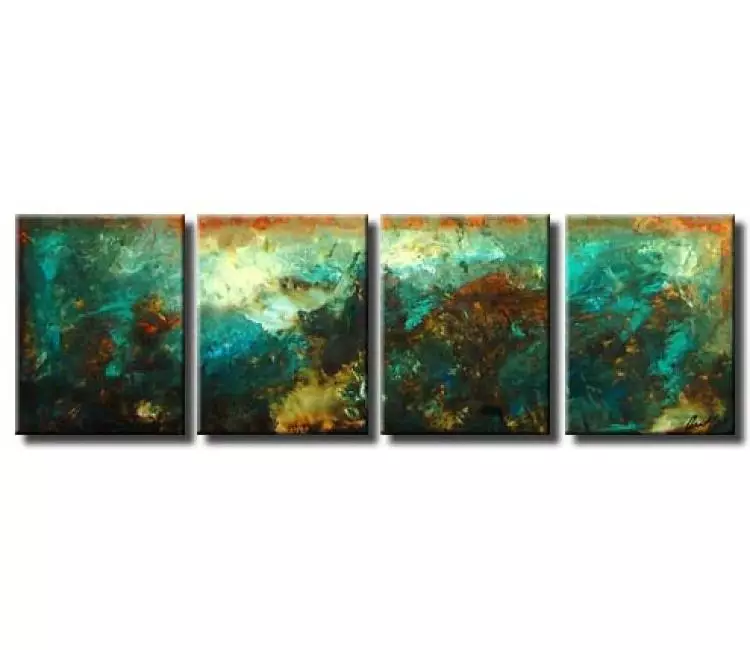 fluid painting - big modern turquoise abstract painting on canvas original decorative art for big wall space