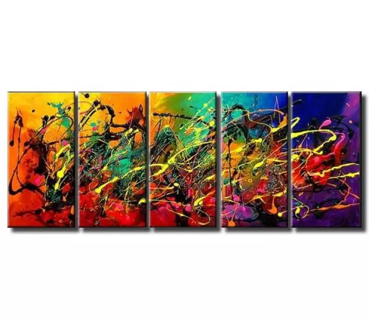 abstract painting - big colorful modern abstract painting on large canvas original decorative art for large spaces