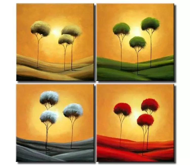 forest painting - four trees painting