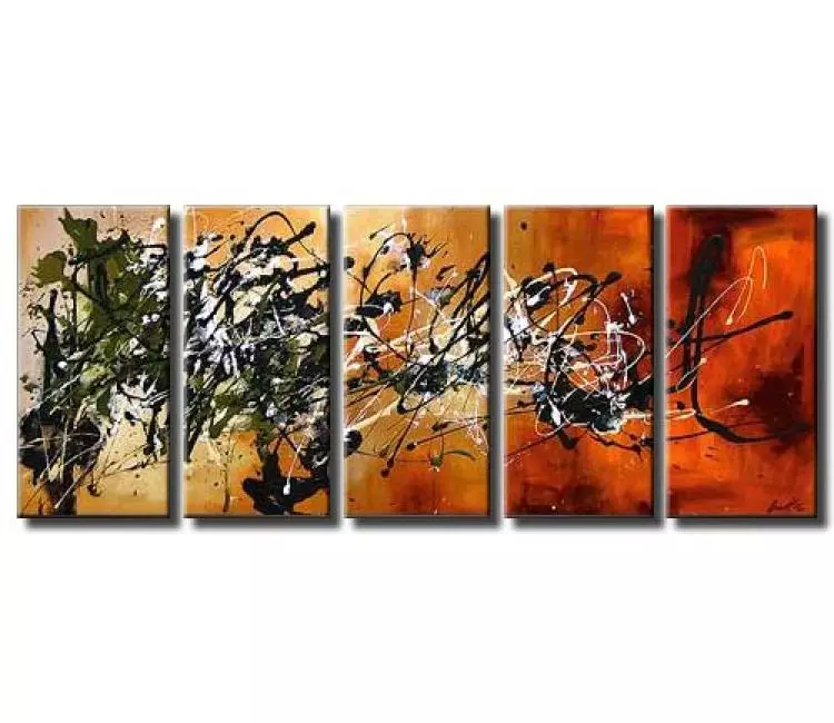 abstract painting - big modern art decor abstract painting on canvas orange beige modern textured living room wall art