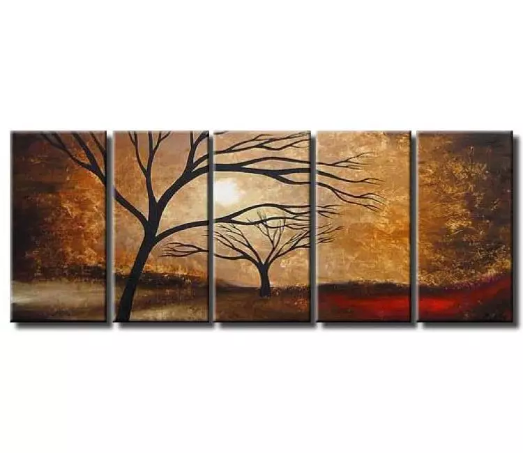 landscape paintings - modern original big neutral landscape tree painting on large canvas art decor for living room
