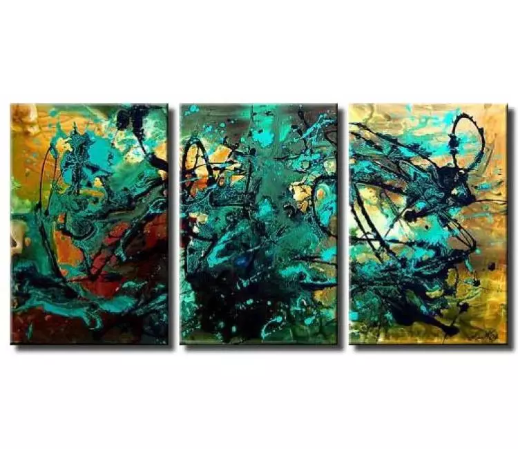 abstract painting - big original modern abstract painting on large canvas turquoise textured contemporary wall art decor