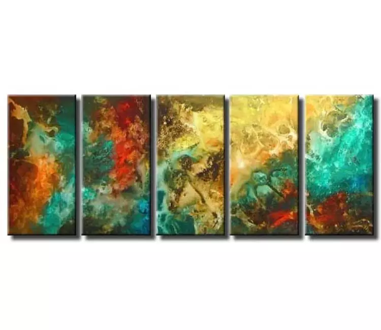 abstract painting - big original modern abstract painting on canvas turquoise yellow colors contemporary wall art decor