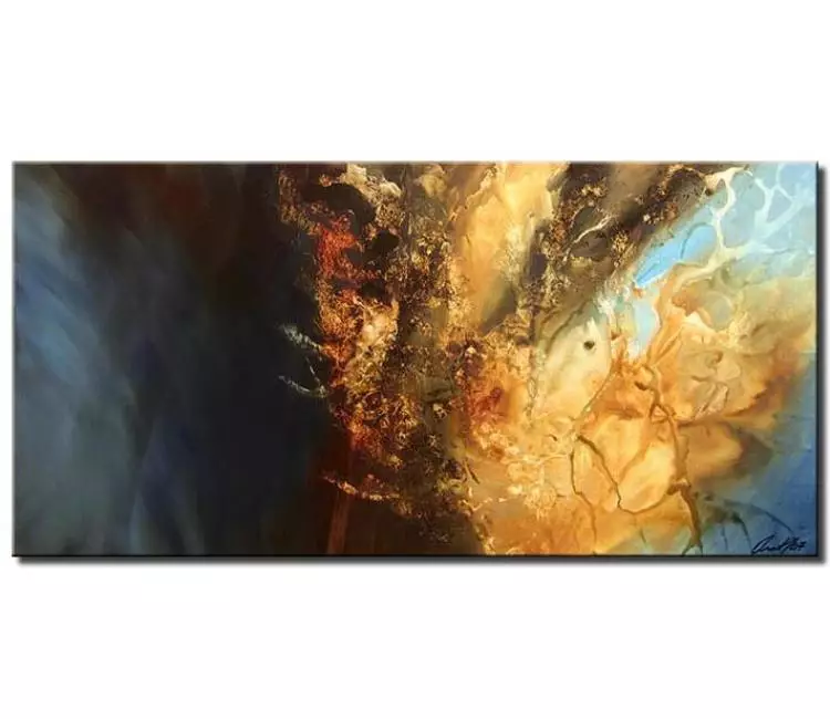 fluid painting - blue abstract painting on canvas modern wall art contemporary living room art