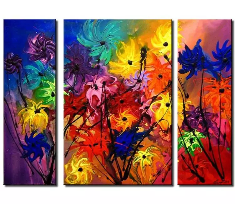 floral painting - original colorful floral painting on large canvas art vivid bold colors textured flowers painting
