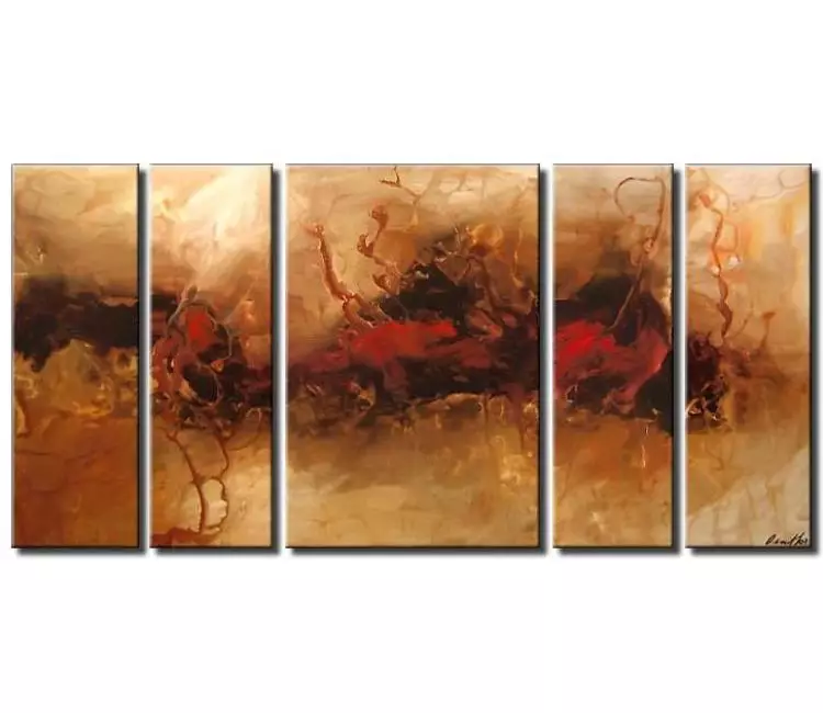 fluid painting - big original modern abstract painting on large canvas beige decorative neutral wall art