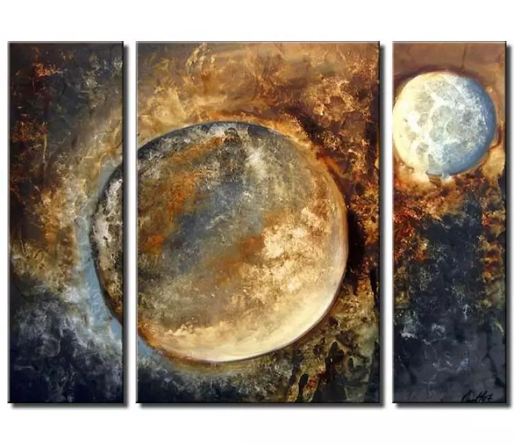 cosmos painting - original modern abstract moon painting on large canvas decorative earth tone colors wall art