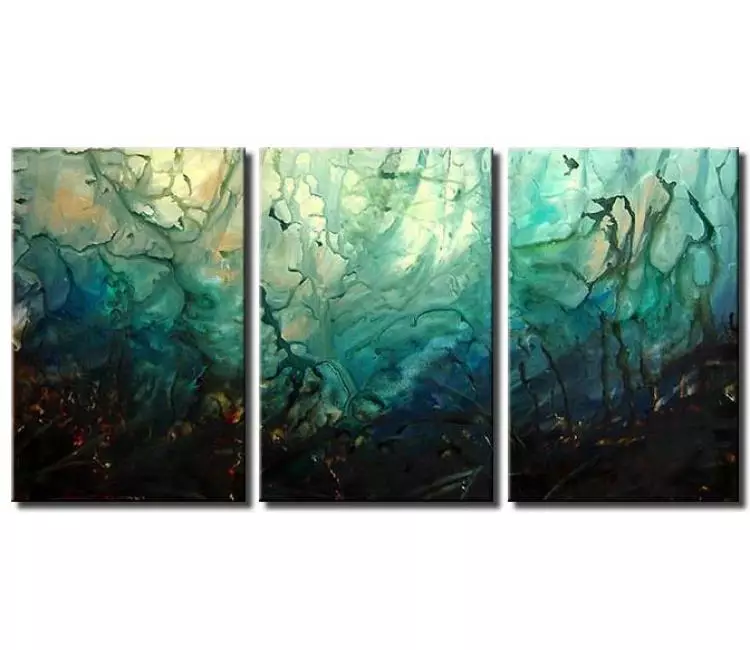 abstract painting - big original contemporary abstract art on large canvas teal art decor for living room