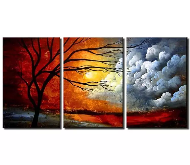landscape paintings - big modern colorful landscape tree painting on canvas original beautiful living room wall art decor