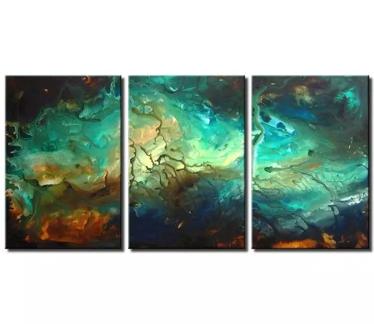 fluid painting - big modern turquoise abstract painting on canvas original beautiful living room wall art decor
