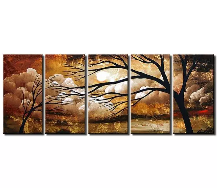 landscape painting - original neutral landscape tree painting on canvas big modern beautiful living room wall decor