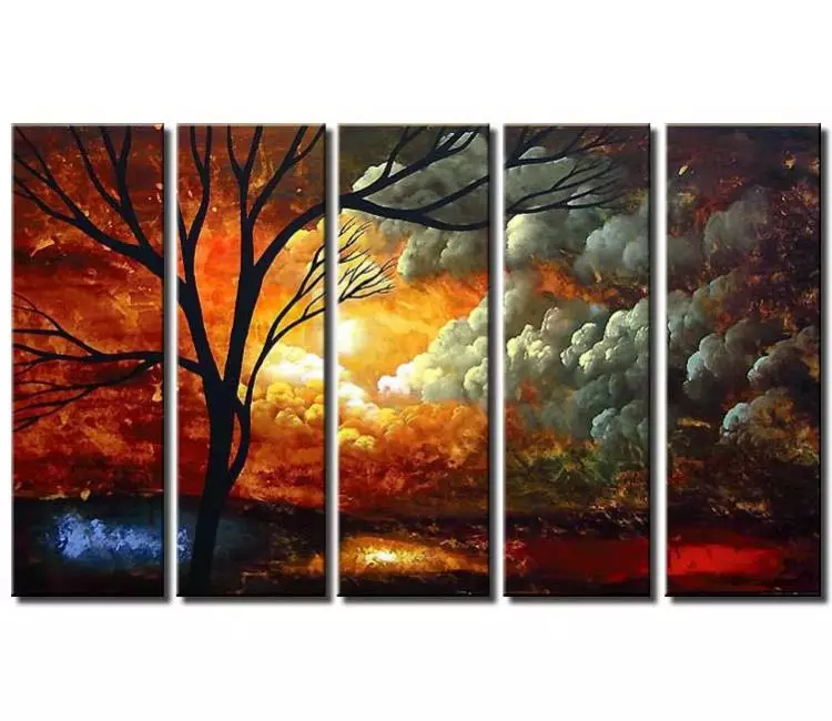 trees painting - original colorful modern abstract landscape painting big wall art for living room modern art