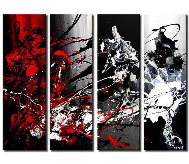 abstract painting - contemporary big minimalist Abstract art on large canvas original textured red black white living room wall art