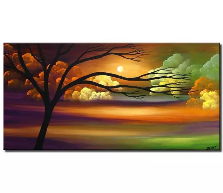 trees painting - big modern tree art on canvas original colorful abstract landscape painting bedroom living room art