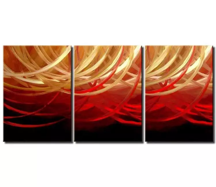 arcs painting - modern big Abstract Painting On large canvas original red gold contemporary art for living room