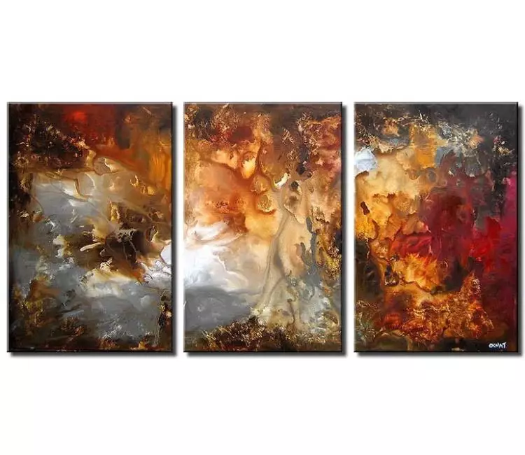 fluid painting - Big rust grey Abstract Painting Large Canvas Art Modern Living Room Wall Art