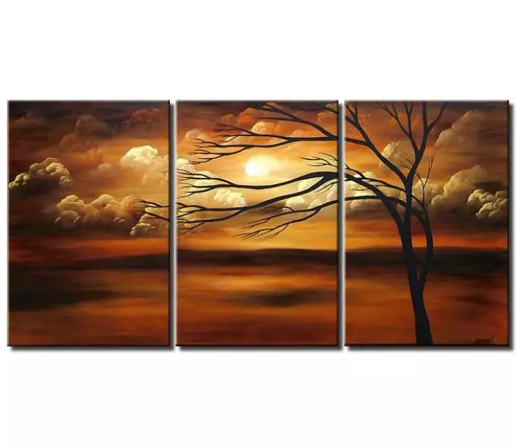 landscape paintings - Big landscape Painting Large Canvas Art Modern Living Room tree Wall Art brown rust colors