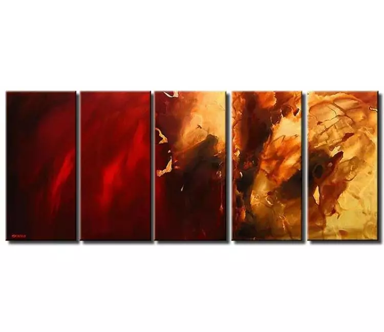 fluid painting - big red abstract painting on canvas modern minimalist red beige large living room wall art