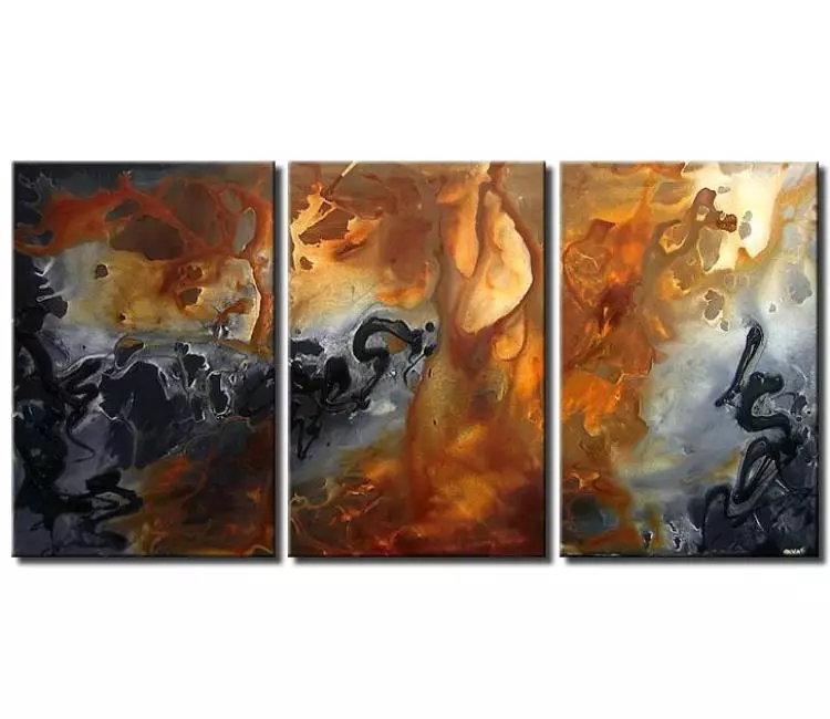 fluid painting - big modern abstract painting black beige large canvas art beautiful wall art