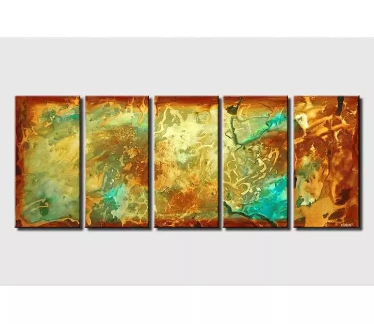 fluid painting - neutral big abstract painting on canvas modern multi panel earth tone colors wall art