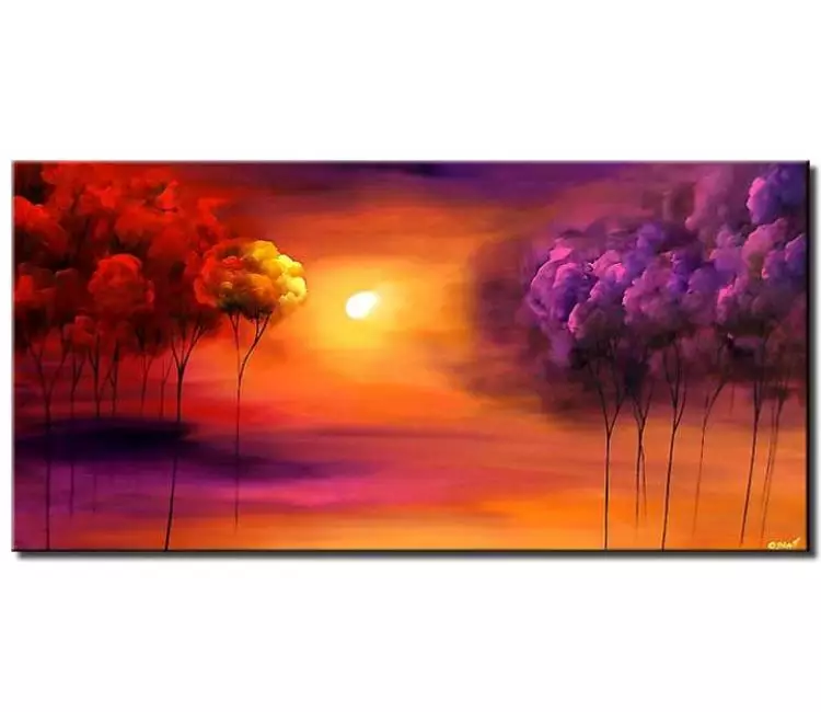 forest painting - modern colorful abstract landscape art on canvas original large contemporary trees art