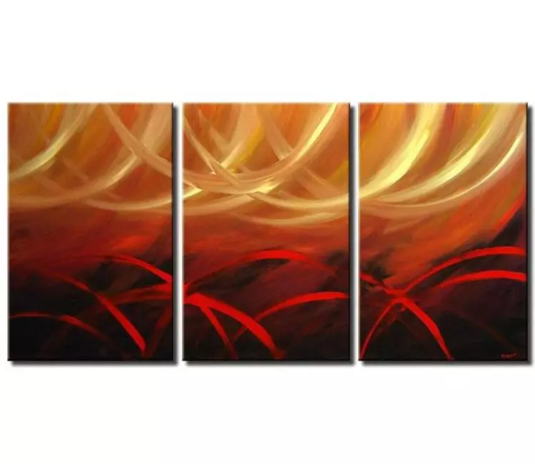 arcs painting - big modern red gold abstract painting on canvas original large contemporary living room hotel art