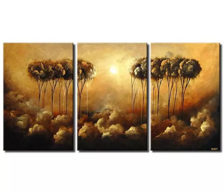 forest painting - big modern neutral trees abstract painting on canvas original large contemporary living room art