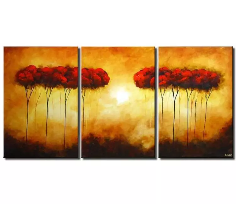 abstract painting - big modern neutral blooming trees abstract painting on canvas original large contemporary living room art