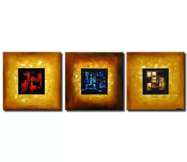 abstract painting - big modern tryptic abstract painting on canvas large wall art