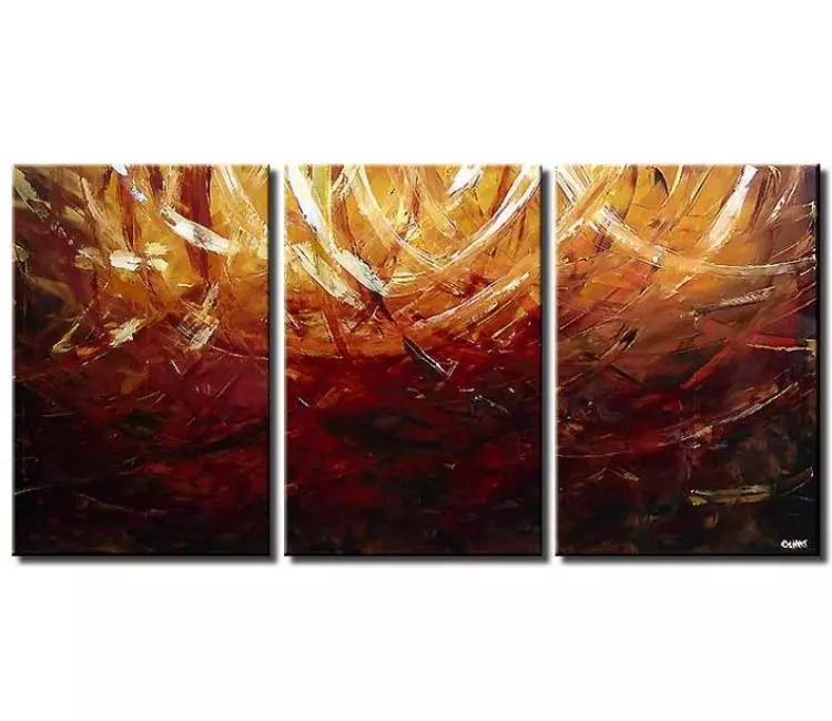 arcs painting - big modern red abstract painting original large contemporary canvas art dining room living room art