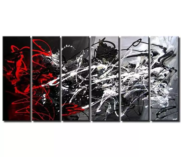 abstract painting - big minimal abstract painting on canvas large modern art in grey black red white colors for living room